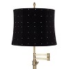 360 Lighting Westbury 36" Tall Skinny Large Traditional End Table Lamp Swing Arm Gold Antique Brass Finish Single Black White Dot Shade Living Room - 2 of 4