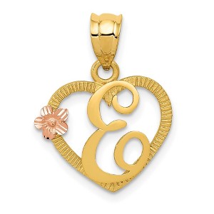 Black Bow Jewelry 14k Two Tone Gold Grace Collection 15mm Heart Initial E Pendant - 1 of 4