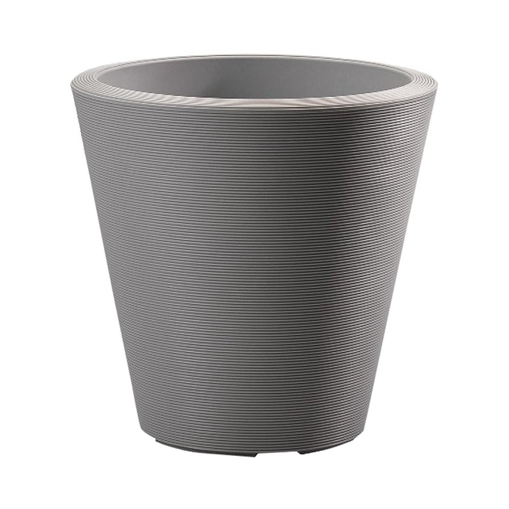 Crescent Garden 14" Wide Madison Plastic Planter Pots Gray: Indoor/Outdoor, Double-Wall Insulation, Pre-Drilled