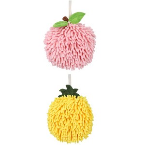 REGALWOVEN 2 Pack Soft Absorbent Chenille Fuzzy Ball Hand Towels for Bathroom Home Decor 6" x 6" - 1 of 4