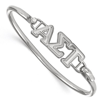 Black Bow Jewelry Sterling Silver Alpha Sigma Tau Greek Life Bangle Bracelet 7 Inch