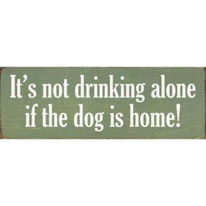 Slickblue Funny Dog & Drinking Sign, 3.5x10 Rustic Knotty Pine Wood Plaque, Wall or Shelf Décor, Multiple Colors - 1 of 3
