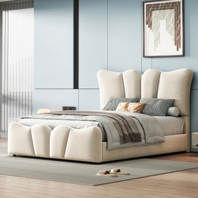 Twin Size Upholstered Platform Bed Velvet Upholstered Bed