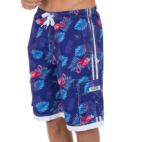 Uzzi Amphibious Gear Men's Relaxed Fit Pink Flamingo Board Short | Navy  XX-Large