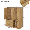 TIRAMISUBEST 4 Door Wardrobe Armoire Closet with 3 Drawers - Mobile Lateral Filing Cabinet, Locking Wheels, Adjustable Shelf - 3 of 4