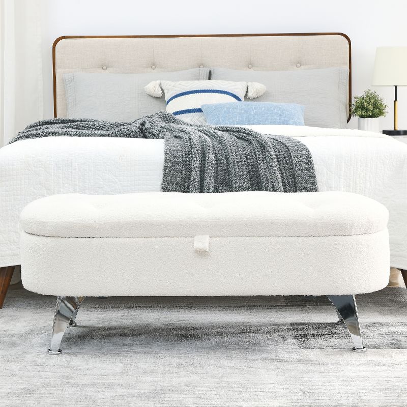 45.5" Teddy Storage Bench with Safety Hinges for Bedrooms, Living Rooms and Entryways - ModernLuxe, 2 of 14