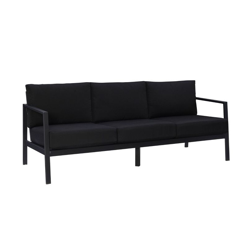 Linon Lark Aluminum Three Seater Sofa Black, 1 of 16
