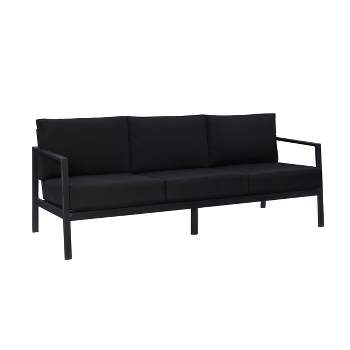 Linon Lark Aluminum Three Seater Sofa Black