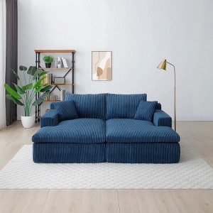 87" Oversized Sectional Sofa Bed with Double Lounge Chaise, Plush Corduroy Sofa Bed, No Assembly, Cloud-Like Comfort for Living Room & Bedroom - 1 of 4