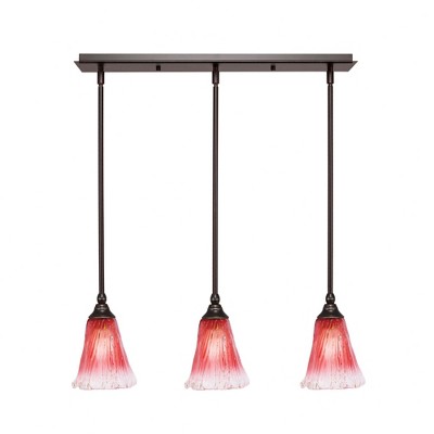 Toltec Lighting Any 3 - Light Chandelier in  Dark Granite with 5.5" Fluted Raspberry Crystal Shade