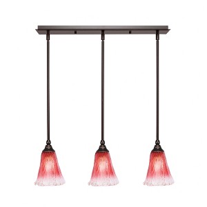 Toltec Lighting Any 3 - Light Chandelier in  Dark Granite with 5.5" Fluted Raspberry Crystal Shade - 1 of 1