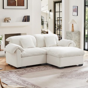 MYINDA 2 Seater Deep Seat Sectional Couch With Storage Space, Modular Sectional Sofa with Storage Reversible Ottoman,BEIGE - 1 of 4