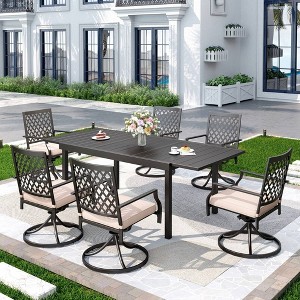 7pc Metal Dining Set with Expandable Table & 6 Swivel Chairs - Captiva Designs - 1 of 4