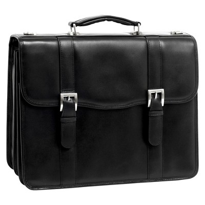 McKlein Flournoy 15" Leather Double Compartment Laptop Briefcase - Black