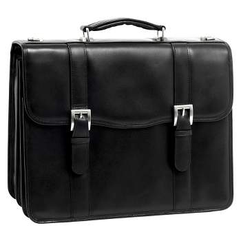 McKlein Flournoy 1  Leather Double Compartment Laptop Briefcase - Black