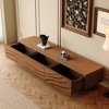 82.83” Mid-Century Modern Solid Wood Relief TV Stand - 3 Drawers, Metal Legs & Ventilation Holes - 4 of 4