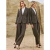 Hobemty Women Houndstooth Plaid Dressy Vintage Notched Collar Long Sleeve Semi Formal Suit Jacket - 2 of 4