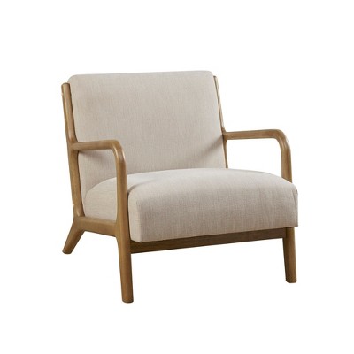 VYNXARIA Mid century modern solid wood frame lounge chair£¬Cream