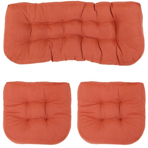 Sunnydaze Indoor/outdoor Olefin Polyester Replacement Tufted Settee Cushion  For Bench, Couch, Or Loveseat - Burnt Orange - 3pc : Target