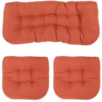 Sunnydaze Indoor/Outdoor Olefin Polyester Replacement Settee Back and Seat Cushion Set for Bench, Couch, or Loveseat - 3pc