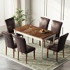 Set of 2 PU Leather Parsons Dining Chairs with Nailhead Trim and Wood Legs, Upholstered Kitchen Side Chairs for Dining Room - 2 of 4