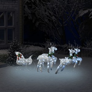 Aghana Digitals Silver Reindeer & Sleigh Decor with 100 Cold White LEDs, 8 Lighting Effects - - 1 of 4
