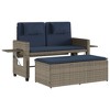 vidaXL Reclining Patio Bench with Cushions Gray Poly Rattan - 2 of 4