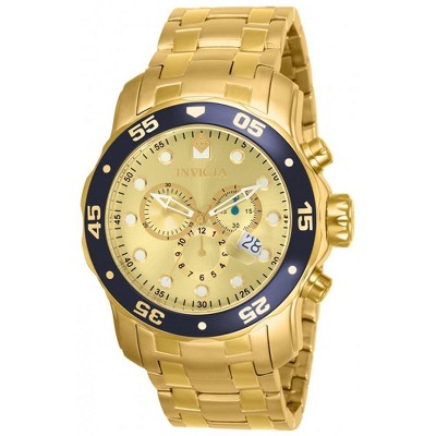 Invicta 80068 Men's Pro Diver Gold Tone Dial Gold Plated Steel Chronograph Dive Watch
