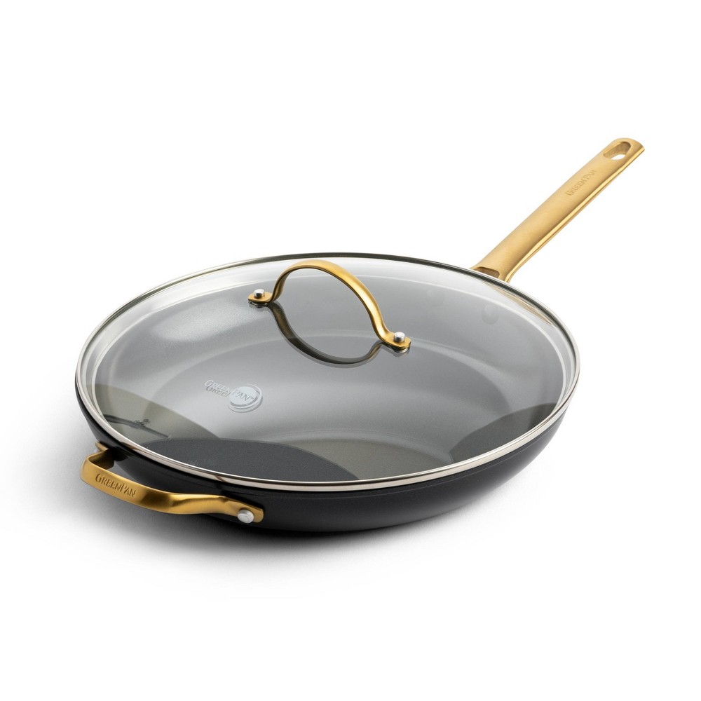 GreenPan Reserve 12 Hard Anodized Healthy Ceramic Nonstick Frypan with Helper Handle &amp; Lid Black