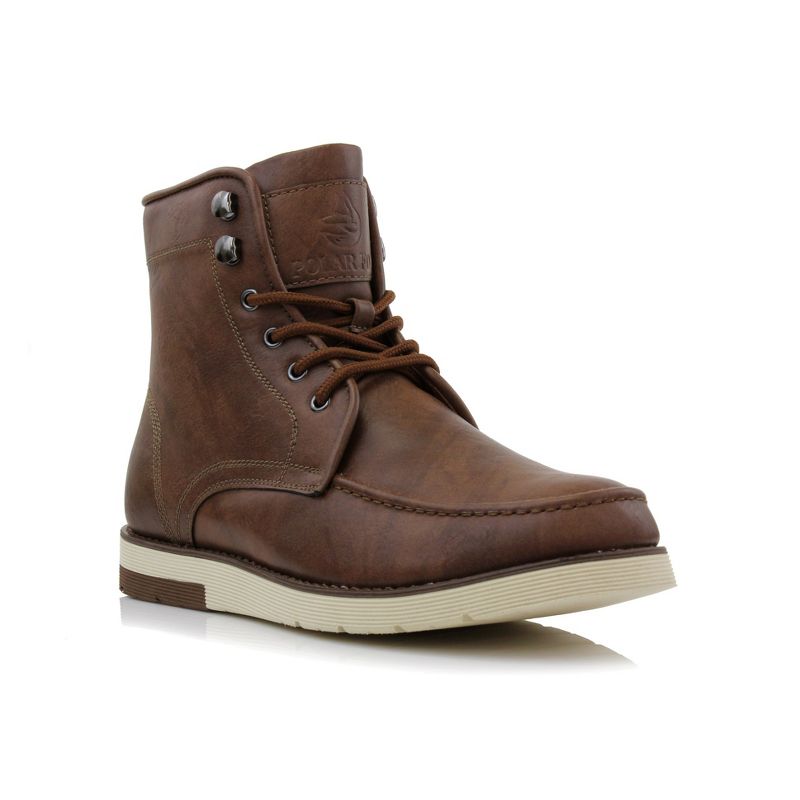 Polar Fox Mens Brixton MPX506065 Lace-up Moc-Toe Daily Work Boots, in Pecan Brown, Size 6.5
