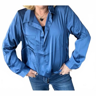 Women's Effortlessly Iconic Button Down Top - Plus - SKIES ARE BLUE