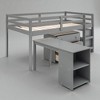 Low Twin Loft Bed with Rolling Desk, Storage Cabinet, Bookshelf, and Guardrail, Gray Finish - 4 of 4