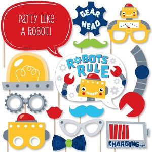 Big Dot of Happiness Gear Up Robots - Birthday Party or Baby Shower Photo Booth Props Kit - 20 Count - 1 of 4