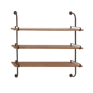 38"x38" Wood 3 Level Wall with Metal Brackets Brown - Olivia & May: Industrial Style, No Assembly Required - 1 of 4