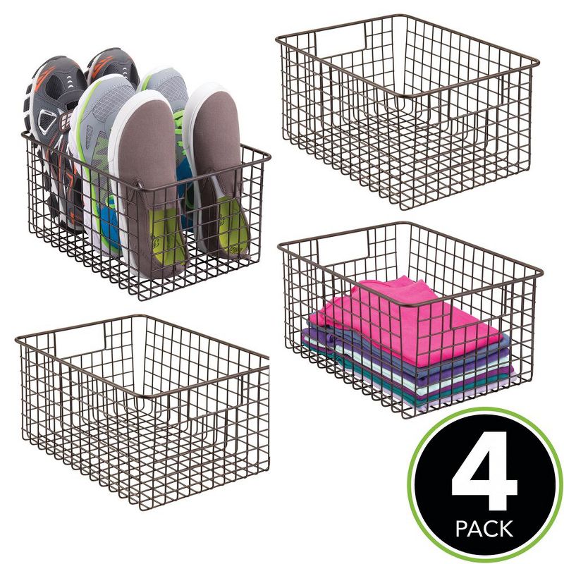 mDesign Metal Wire Closet Organizer Basket with Built-In Handles, 2 of 9