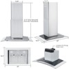 Acekool Wall Mount Range Hood with Curved Glass, Ducted/Ductless Convertible Exhaust, 3-Speed Fan, Push Button Control - 2 of 4