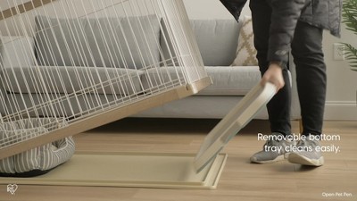 Medium Brown Wooden Dog Crate with Wire Sides