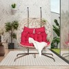Double Egg Chair with Stand Hanging Indoor Outdoor Wicker Rattan Patio Basket Egg Swing Chair Hammock Egg Chairs - 2 of 4