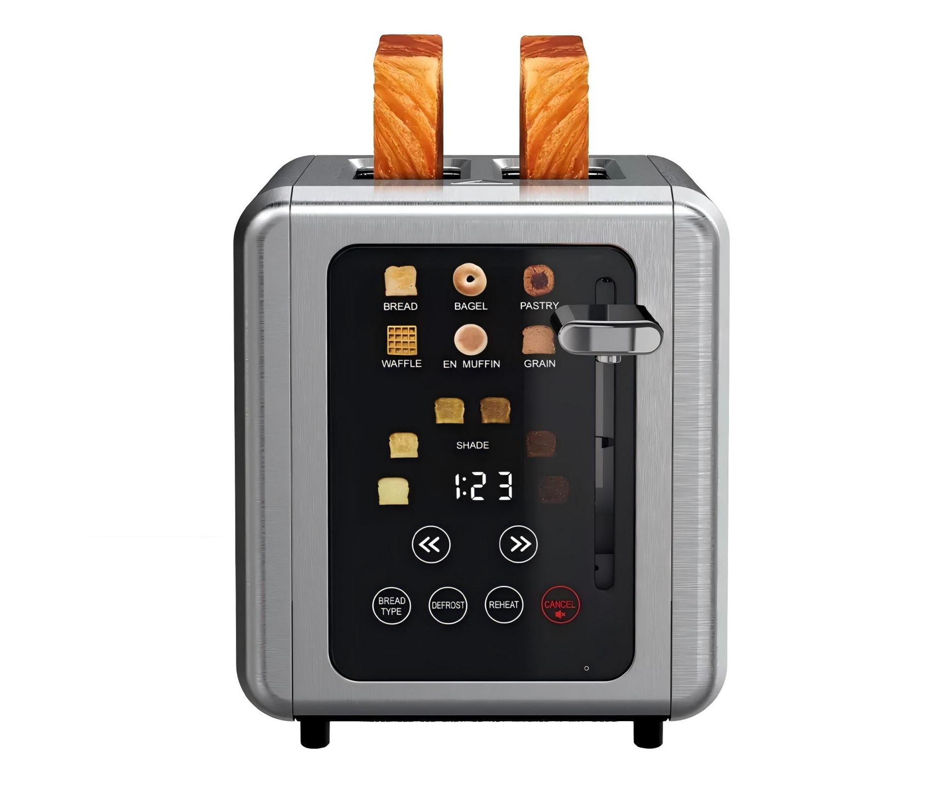 WHALL 2 Slice Toaster, Toasters 2 slice, Smart Bread Toaster, Touchscreen Toaster with wide slots, Stainless Steel Toaster,Bagel Toaster