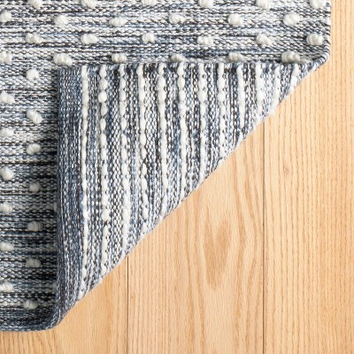 Hobnail Blue and Ivory Handwoven Synthetic Rug, 9' x 12'