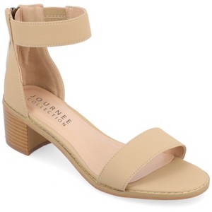 Journee Collection Womens Percy Low Stacked Heel Back Heel Zip Sandals - 1 of 4