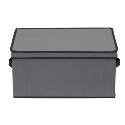 Gray Collapsible Plastic Wine Glass Storage Bin with Window
