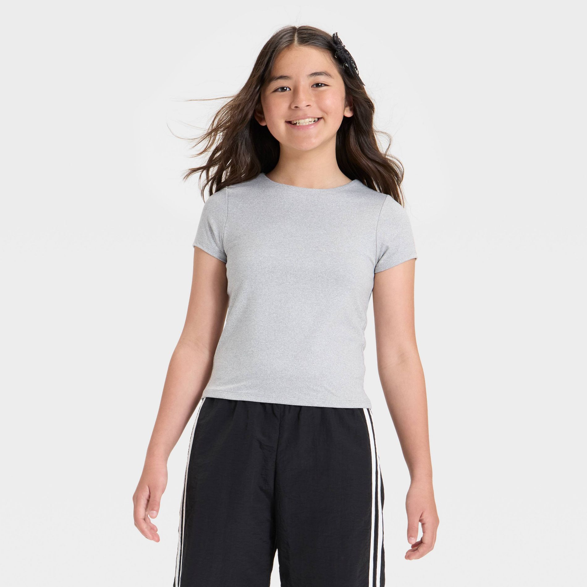 Girls' Short Sleeve Soft Smooth T-Shirt - art class™ Heather Gray XL