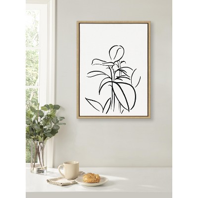 Natural Framed Abstract Botanical Canvas Print, 18x24