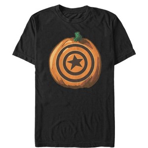 Men's Marvel Halloween Captain America Shield Pumpkin T-Shirt - 1 of 4