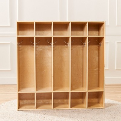 Natural Birch 5-Section Coat Locker with Cubbies