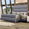 AMERLIFE Velvet Upholstered Bed with Silver Trim Headboard - 2 of 2