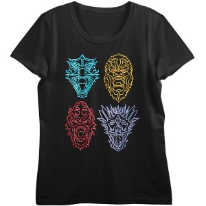 Godzilla Vs. Kong The New Empire Neon Titans Face Art Crew Neck Short Sleeve Women's Black T-shirt - 1 of 4