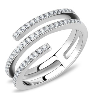 Slickblue Women's Stainless Steel CZ Ring - Polished Finish, Clear Synthetic Stone, Lightweight Band, Sizes 5-10 - 1 of 4
