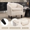CAVINAS Mid-Century Modern Accent Barrel Chair with Corduroy Upholstery and Wooden Legs, Comfy Single Armchair with Thick Cushions and Pillow - 3 of 4